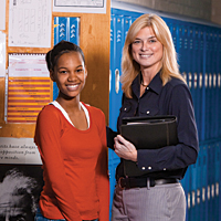 school administrator and student