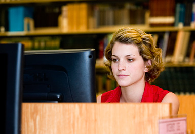 Student at a Library Computer