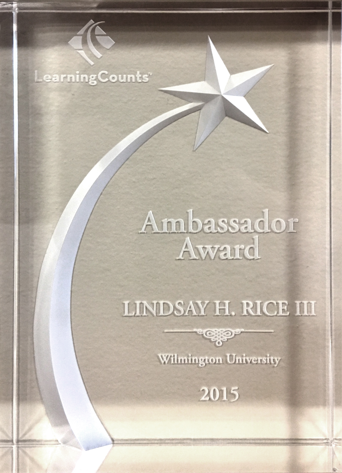 2015 LearningCounts Ambassador Award - Lindsay H. Rice III