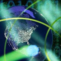 earth showered with digital signals
