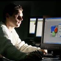 Student at a computer station