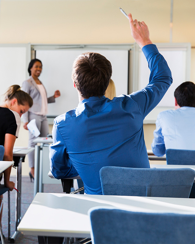 student in classroom