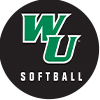 black background wu softball logo green and white