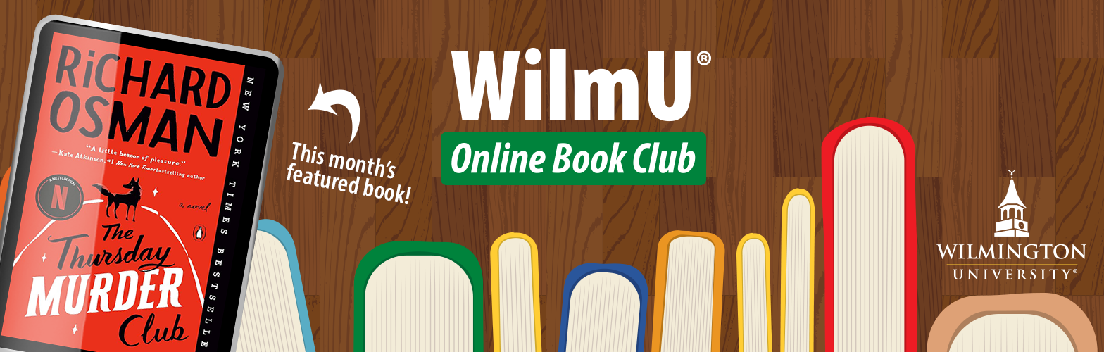 book club banner image with logo showing the featured book cover