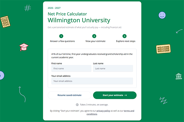 Screen shot of the Net Price Calculator starting page