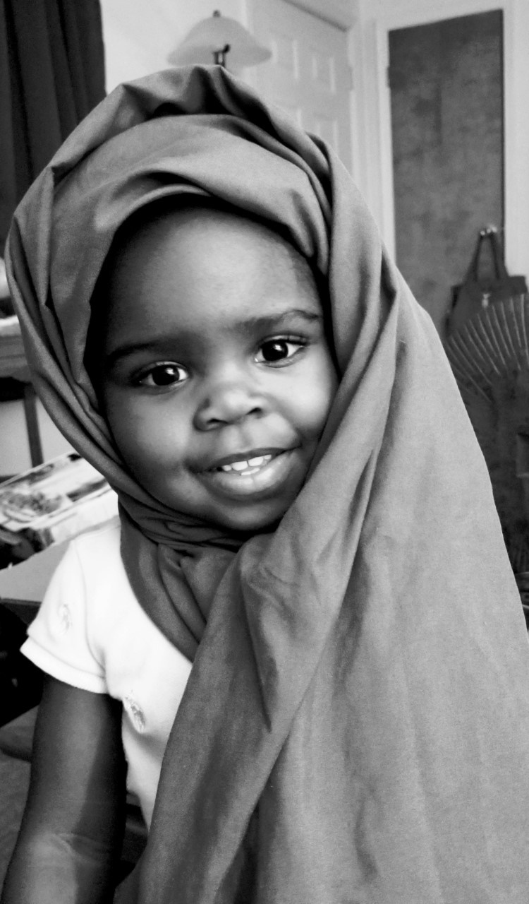 BW of little girl photo