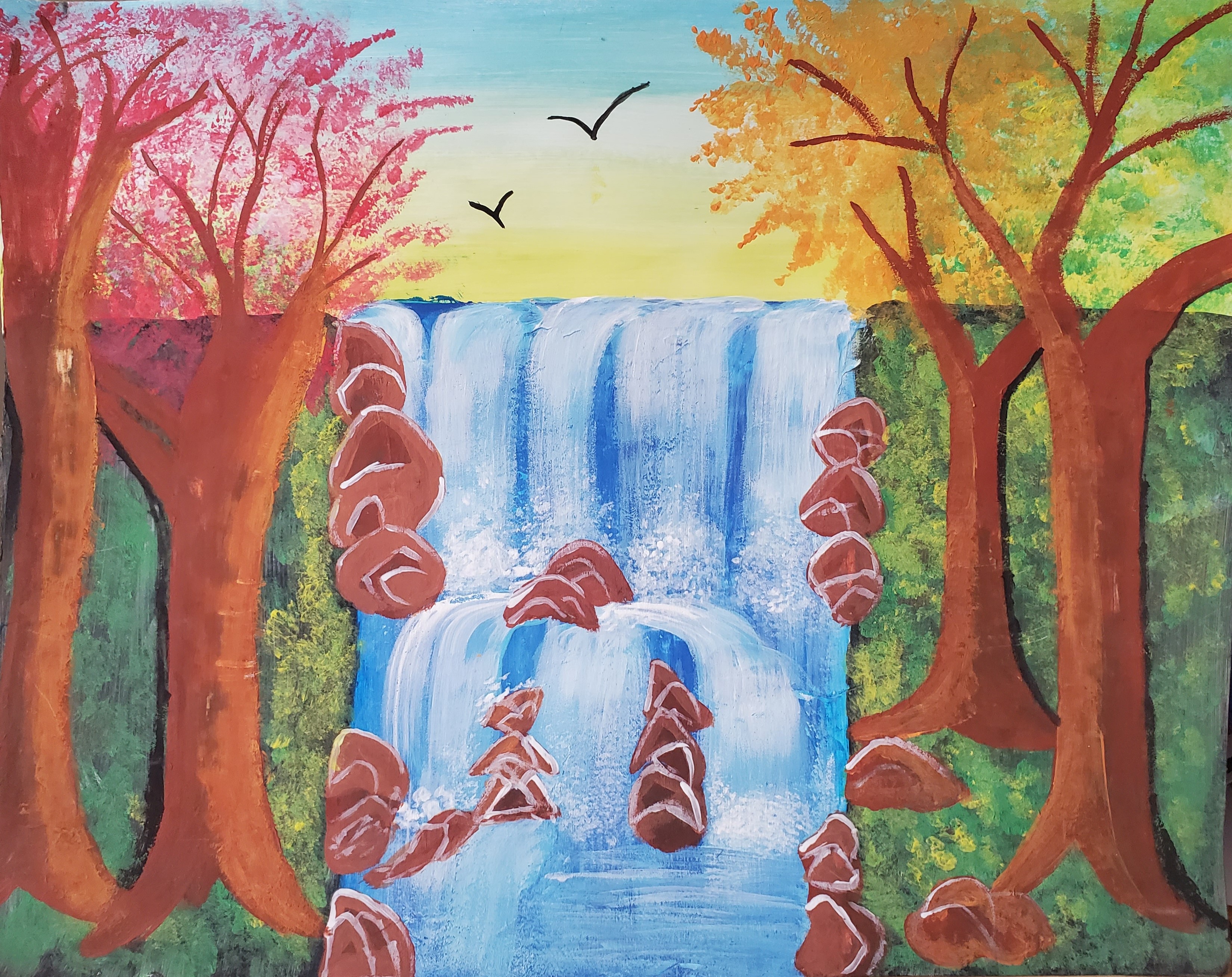 waterfall painting